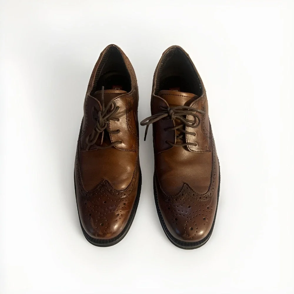 Chaps Men's Brown Leather Wingtips Oxford Size 12